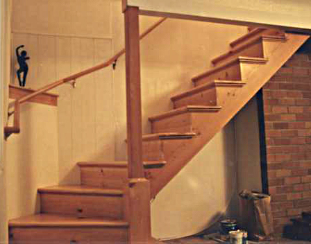 Softwood stair to studio workspace