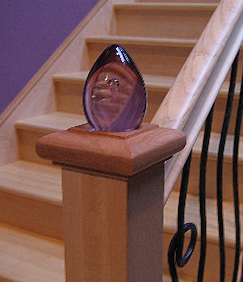 Maple and iron balustrade with glass finial