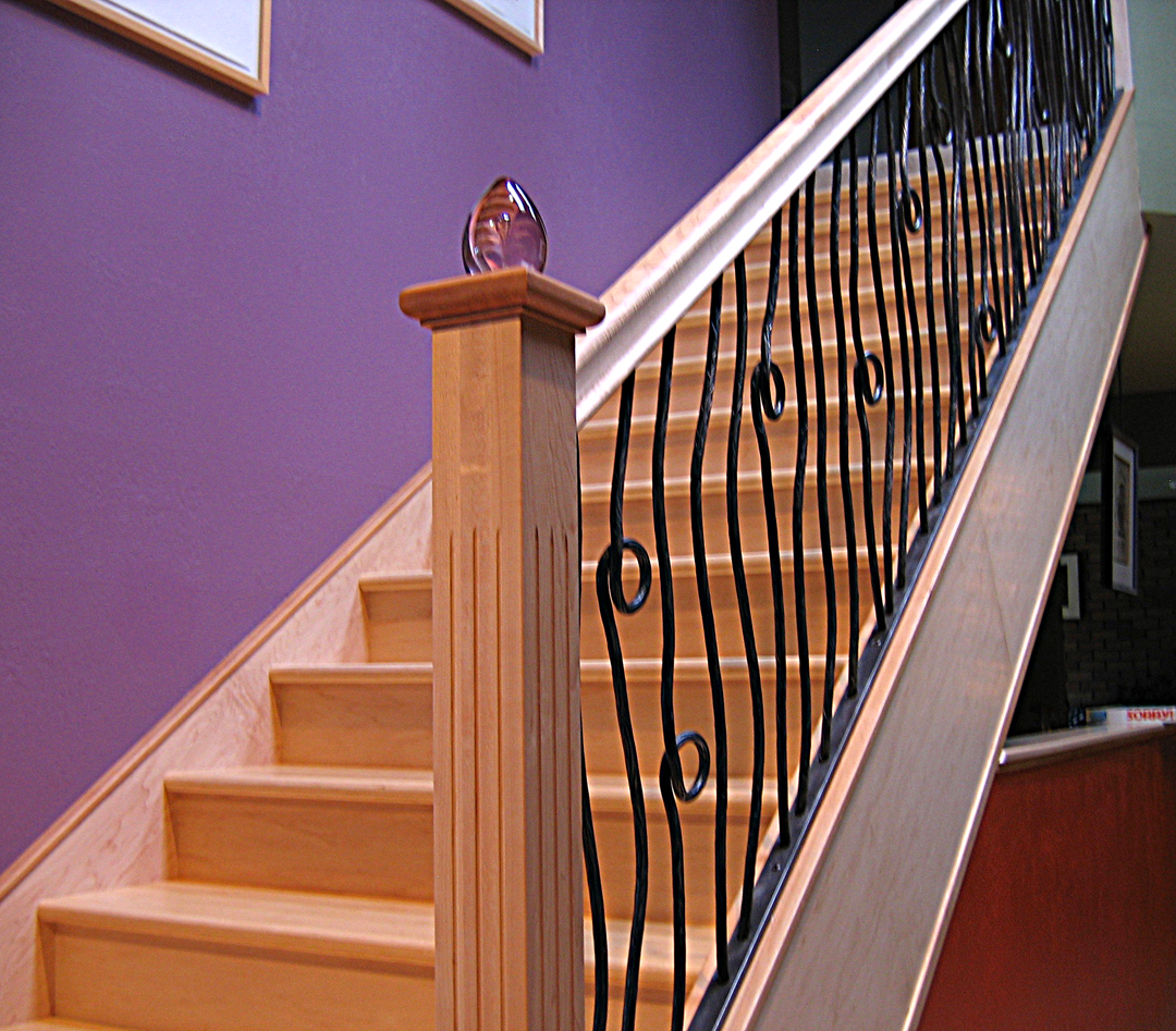 Bamboo and maple stair, ironwork by Tim Foley